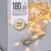 Merkloos Kerstboomverlichting^Kerstverlichting Transparant Snoer Met 180 Warm Witte Lampjes - 13,5 Meter - Kerstlampjes/Kerstlichtjes - Binnen/Buiten