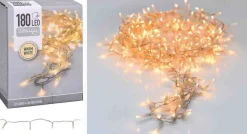 Merkloos Kerstboomverlichting^Kerstverlichting Transparant Snoer Met 180 Warm Witte Lampjes - 13,5 Meter - Kerstlampjes/Kerstlichtjes - Binnen/Buiten