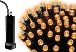 Decoris Kerstlichtsnoeren^Kerstverlichting Twinkle Op Batterij Warm Wit Buiten 96 Lampjes - Boomverlichting