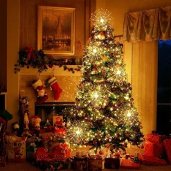 Trend24 Verlichte Kerstfiguren^Kerstverlichting Vuurwerk - Firework Led Lights - Sfeerverlichting - Ophangbaar - Snoer Met 2 Stuks - Inclusief Afstandsbediening - Warm Wit