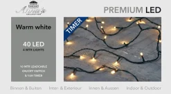 Anna's Collection Kerstlichtsnoeren^Kerstverlichting Warm Wit 40 Leds Met Dimmer En Timer Functie 400 Cm - Voor Buiten En Binnen - Boomverlichting