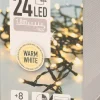 Bellatio Decorations Kerstboomverlichting^Kerstverlichting 24 Warm Witte Lampjes Op Batterij 2 Meter Met Timer - Kerstlampjes/Kerstlichtjes Op Batterijen