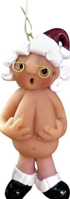 Merkloos Kerstversiering 5 Cm | Opa Oma Kado | Blote Kerstman En Blote Kerstvrouw | Kerstornament | Cadeau Online