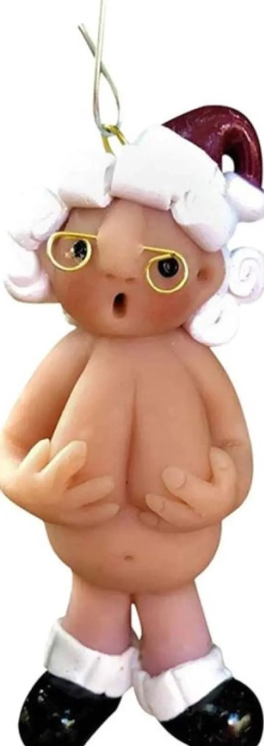 Merkloos Kerstversiering 5 Cm | Opa Oma Kado | Blote Kerstman En Blote Kerstvrouw | Kerstornament | Cadeau Online