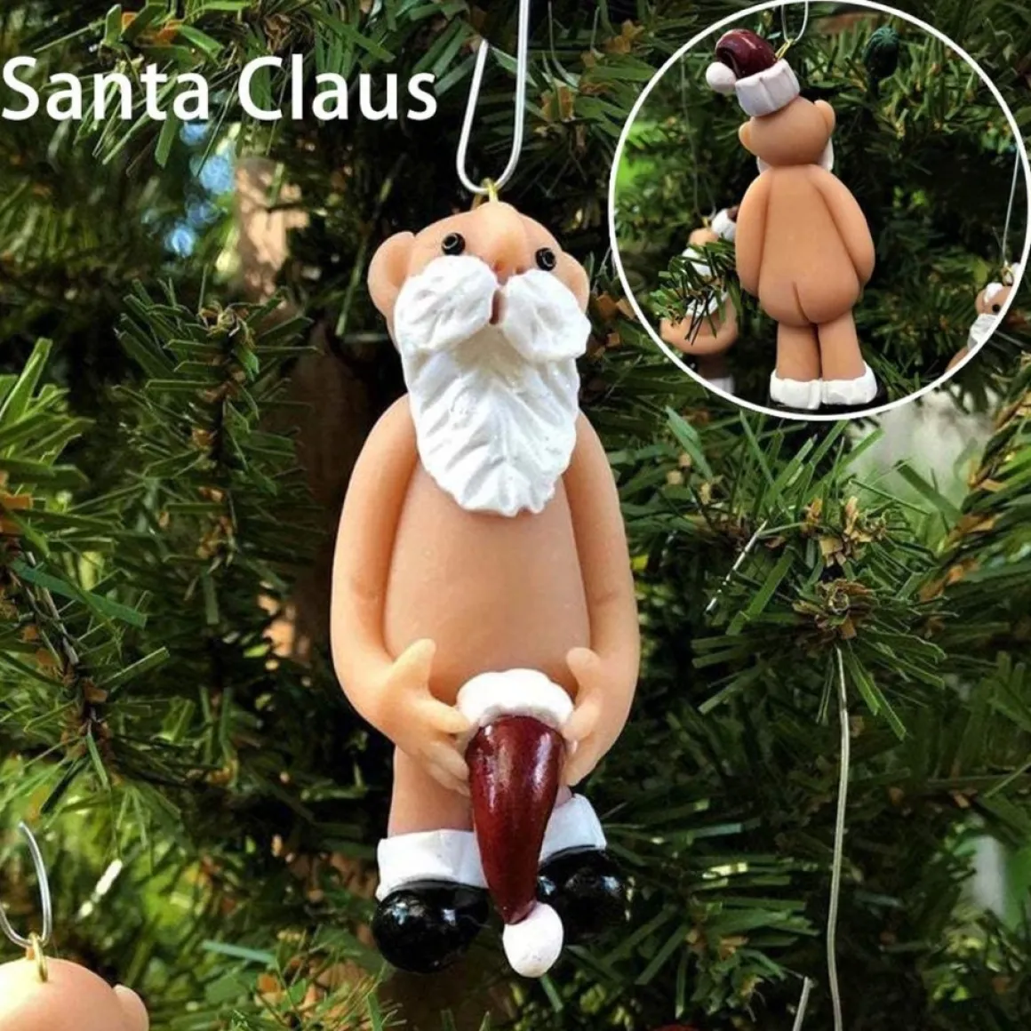 Merkloos Kerstversiering 5 Cm | Opa Oma Kado | Blote Kerstman En Blote Kerstvrouw | Kerstornament | Cadeau Online