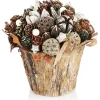 * Kerstversieringen In De Bloempot, Verschillende Soorten Dennenappels In De Decoratieve Schorspot, Handgemaakt Bloemstuk Als Tafeldecoratie (1 Stuk, 18 Cm, Wit, Kralen) Fashion