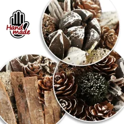 * Kerstversieringen In De Bloempot, Verschillende Soorten Dennenappels In De Decoratieve Schorspot, Handgemaakt Bloemstuk Als Tafeldecoratie (1 Stuk, 18 Cm, Wit, Kralen) Fashion