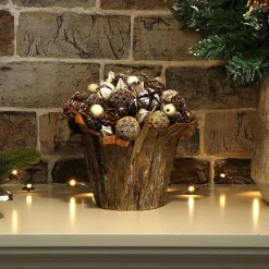 * Kerstversieringen In De Bloempot, Verschillende Soorten Dennenappels In De Decoratieve Schorspot, Handgemaakt Bloemstuk Als Tafeldecoratie (1 Stuk, 18 Cm, Wit, Kralen) Fashion