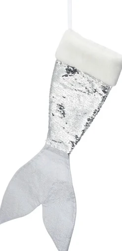 Merkloos Kerstversiering Kerstsok Zeemeerminnen Staart /Wit 45 Cm Outlet
