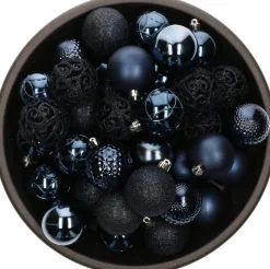 Bellatio Decorations Kerstversiering Set - 38-Dlg - Donkerblauw - Kunststof Kerstballen En Glazen Piek Donkerblauw, Blauw Sale