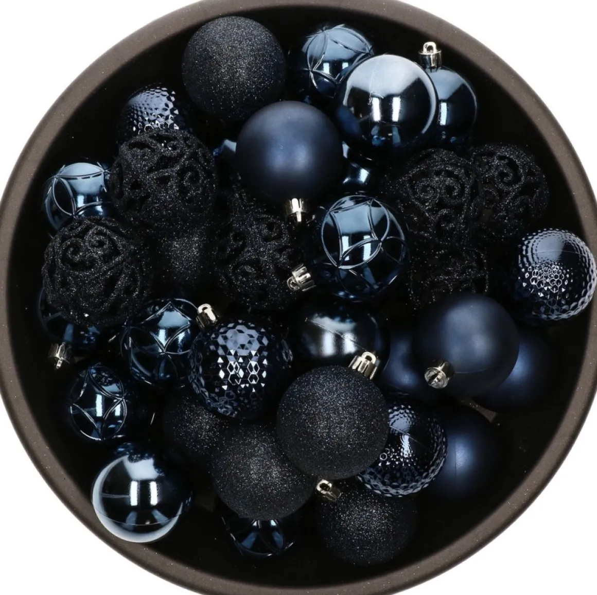Bellatio Decorations Kerstversiering Set - 38-Dlg - Donkerblauw - Kunststof Kerstballen En Glazen Piek Donkerblauw, Blauw Sale
