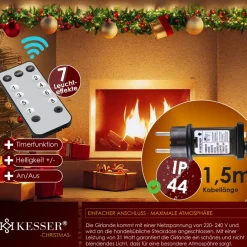 Kesser ® Kerstslinger | Guirlande Met 100 Led's Warmwit Lampjes - Kerstversiering, Kerstguirlande Led Verlichting Voor Kerstboom En Binnen & Buiten, Kerstverlichting Slinger Voor Kerstmis - Groen, 5M / 100 Leds Met Afstandsbediening Sale