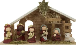 Cosyu0026Trendy Kinder/Kinderkamer Kerststal Met Beelden/Figuren En Licht 28 X 10 X 17 - Kerststalletjes/Kerststallen Met Verlichting New