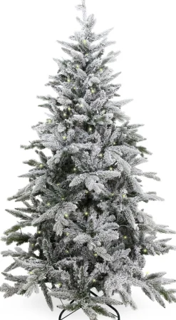 KJ Kunstkerstbomen Kunstkerstbomen^ - Flock De Luxe Besneeuwde Kunstkerstboom - 180 Cm - Met Inclusief Led Verlichting 350 Led-Lampjes – 988 Pe En Pvc Takken