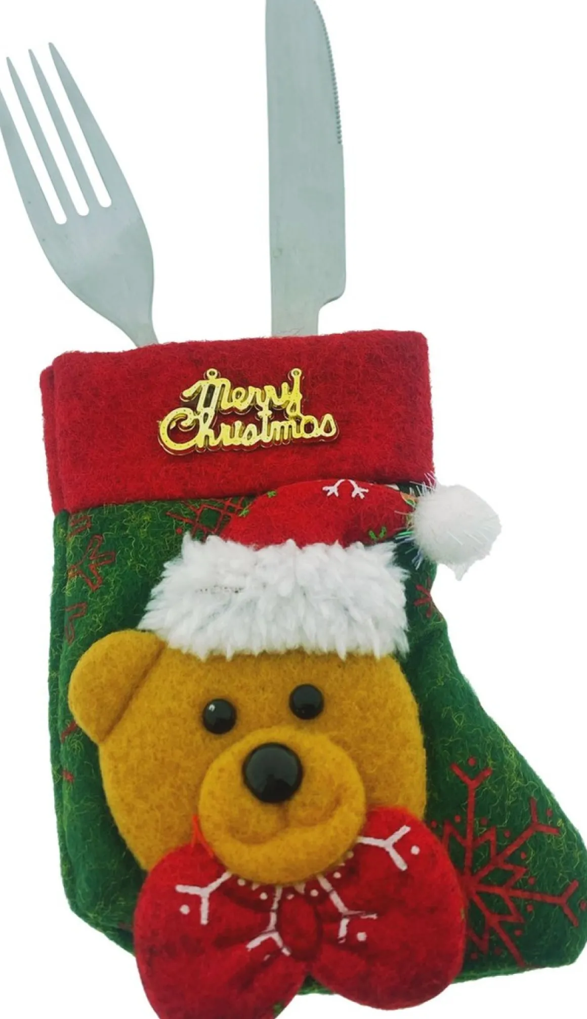 Knaak Kerstsok Beertje Voor Bestek En/Of In De Kerstboom - 1 Stuk - Kerstdecoratie Veelkleurig, Beer, Rood, Bruin, Wit Cheap