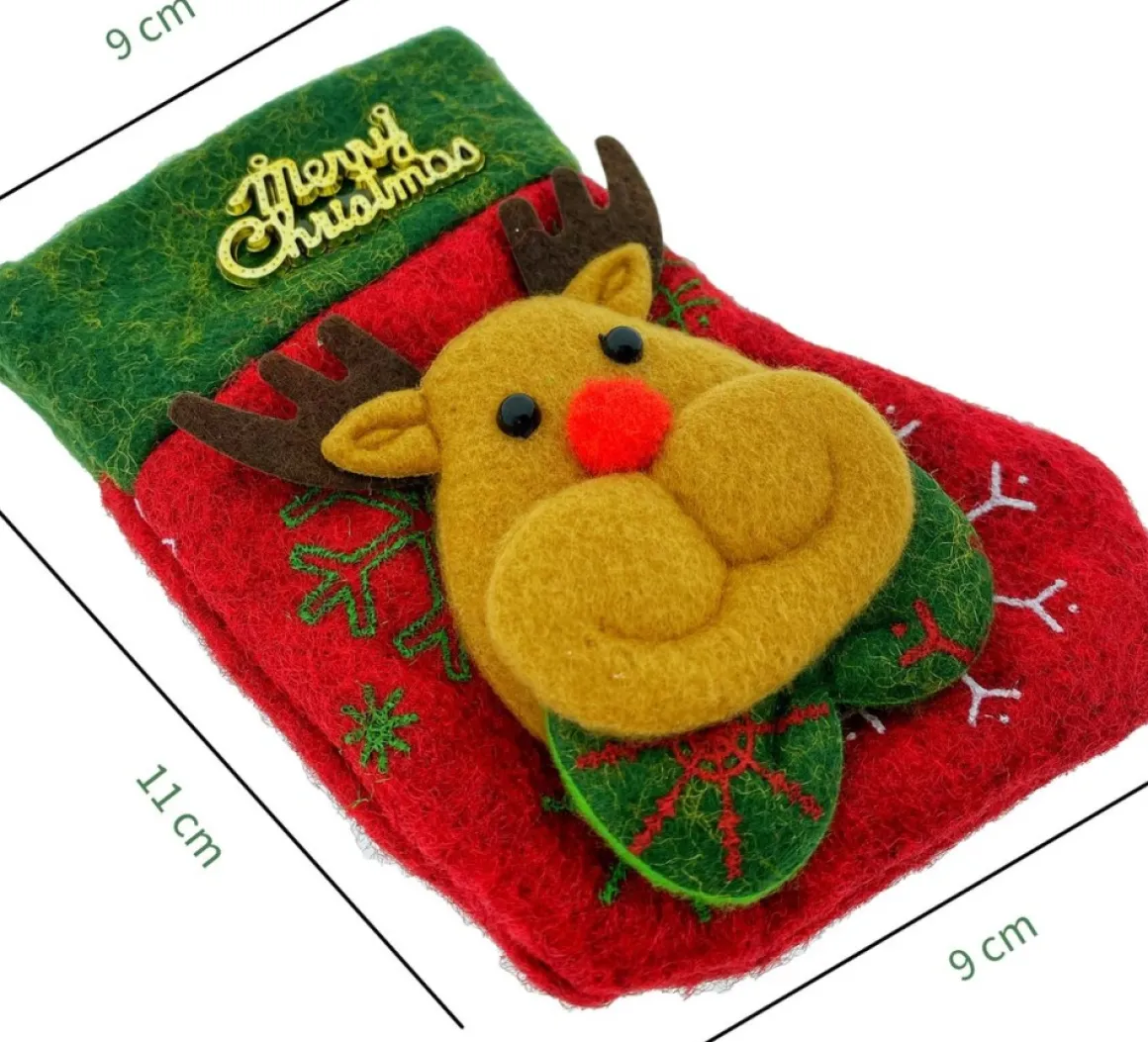 Knaak Kerstsok Rendier Voor Bestek En/Of In De Kerstboom - 4 Stuks - Kerstdecoratie Veelkleurig Rendier, Rood, Bruin 4 Shop