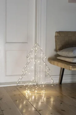 Konst Smide Verlichte Kerstfiguren^Konstsmide 1792 - Kerstdecoratie - Metalen Kerstboom Zilver 3D Met 100 Ledjes - 47 X 60 Cm - 3V - Voor Binnen - Warmwit