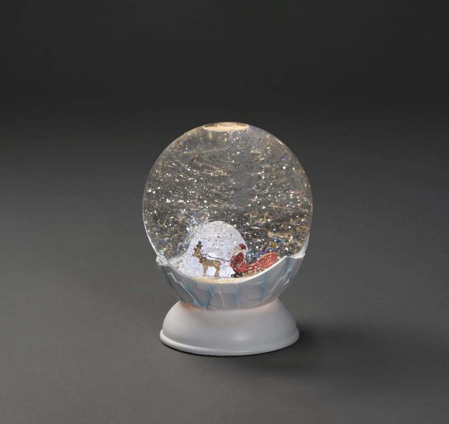 Konst Smide Verlichte Kerstfiguren^ Sneeuwbol O15Cm Groot Electronisch Met Licht Kerstman Slee Rendier Iglo Noordpool Decoratie Kerstverlichting