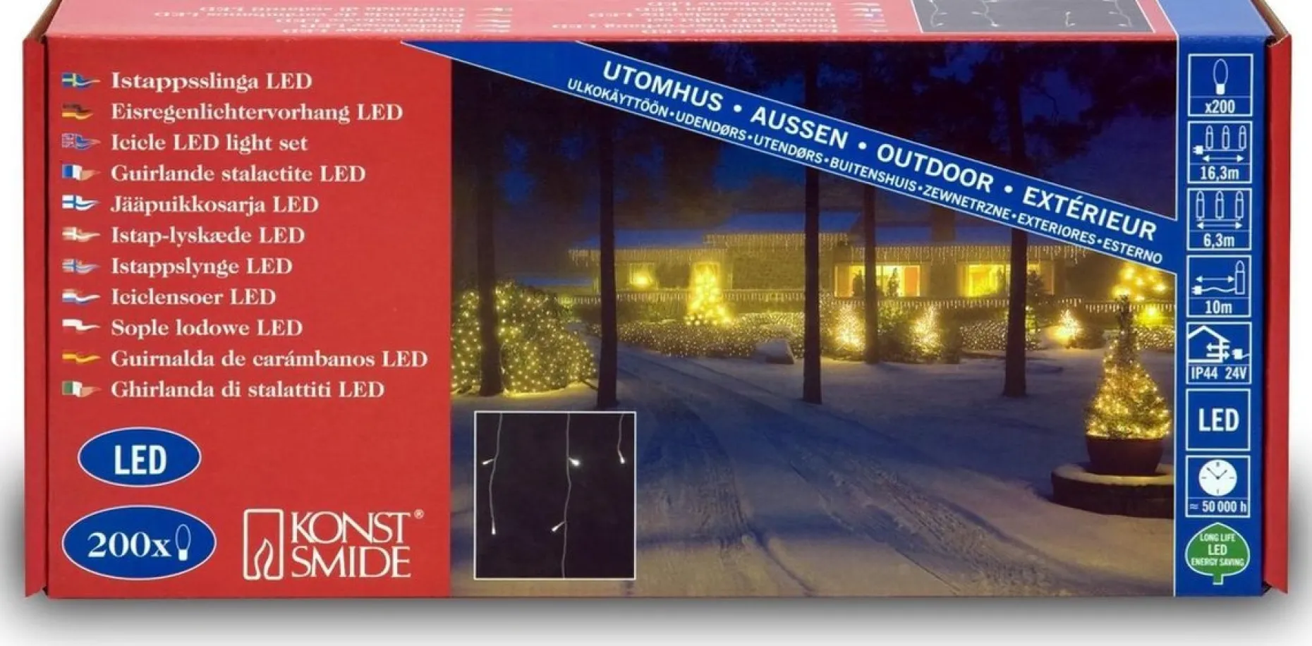 Konst Smide Kerstlichtsnoeren^Konstsmide 2733 - Snoerverlichting - 200 Lamps Micro Led Iciclesnoer - 630 Cm - 24V - Voor Buiten - Warmwit