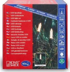 Konst Smide Kerstlichtsnoeren^Konstsmide 6020 - Snoerverlichting - 80 Lamps Led Pizello - 1185 Cm - 24V - Voor Buiten - Warmwit
