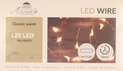 Anna's Collection Kerstlichtsnoeren^Koper Draadverlichting Met Timer 20 Led Lampjes 1 Meter - Koperdraad Sfeerverlichting - Voor Binnen En Buiten Gebruik
