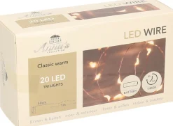 Anna's Collection Kerstlichtsnoeren^Koper Draadverlichting Met Timer 20 Led Lampjes 1 Meter - Koperdraad Sfeerverlichting - Voor Binnen En Buiten Gebruik