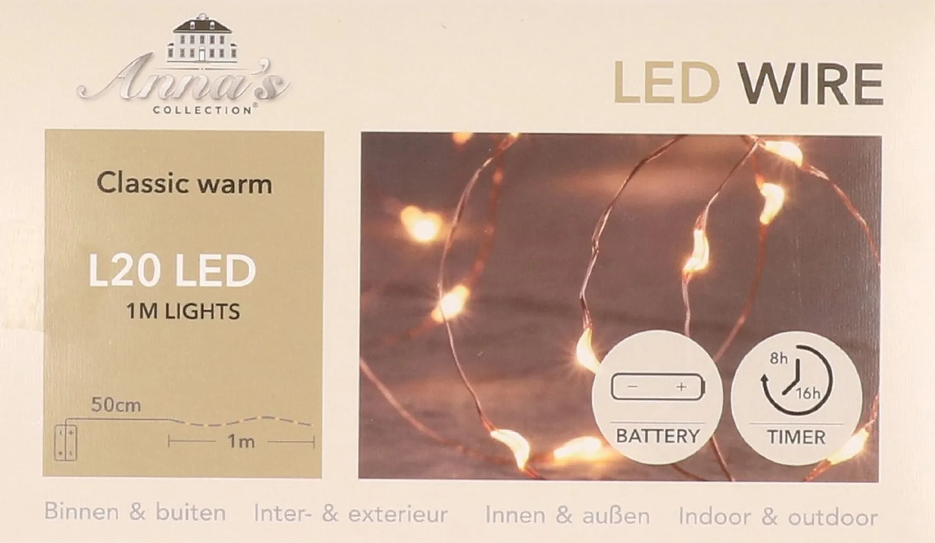Anna's Collection Kerstlichtsnoeren^Koper Kerstverlichting Met Timer 20 Led Lampjes 1 Meter