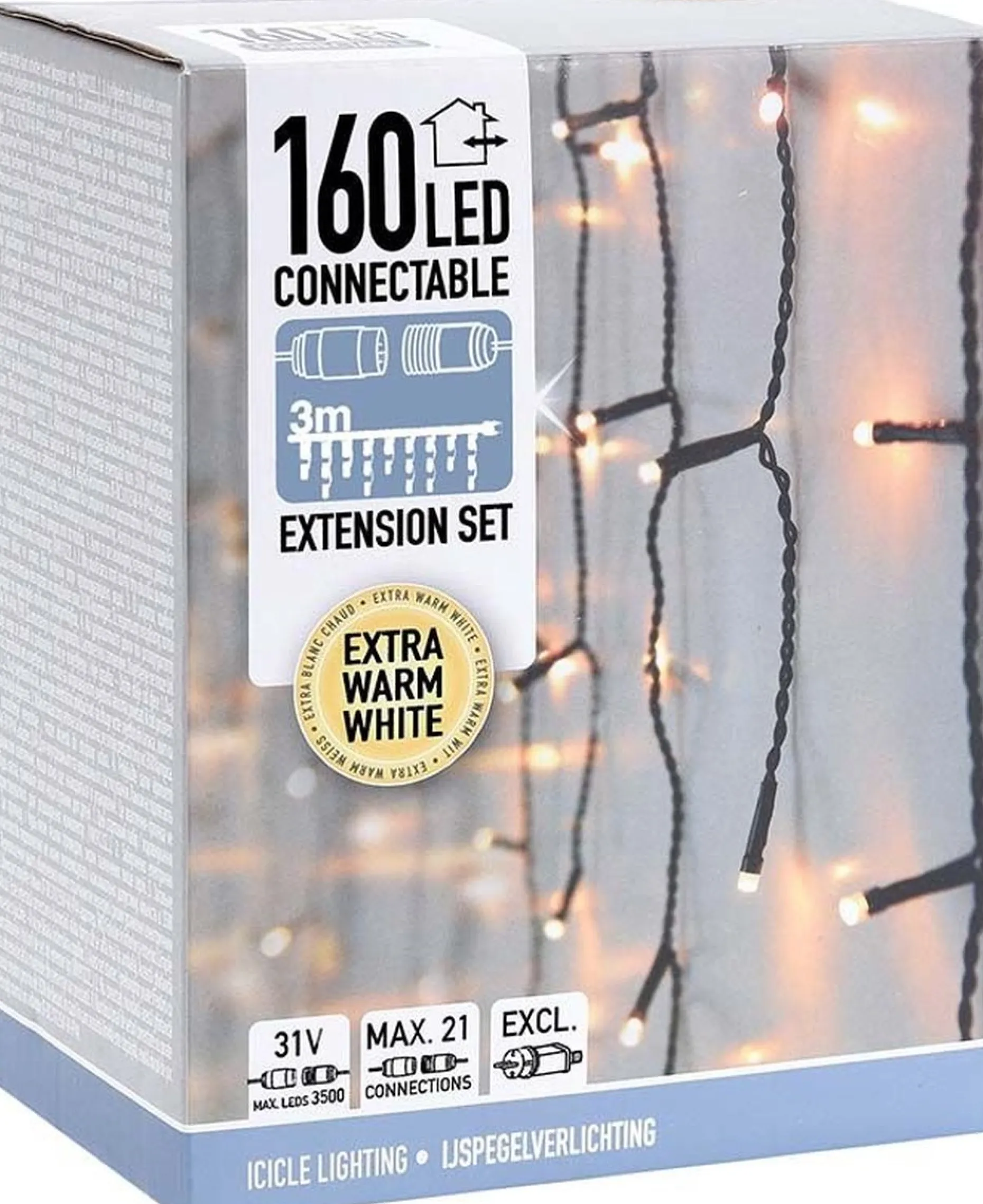 Nampook Lichtgordijnen^Koppelbare Ijspegelverlichting - 160 Led - 3M - Warm Wit Binnen/Buiten Verlichting