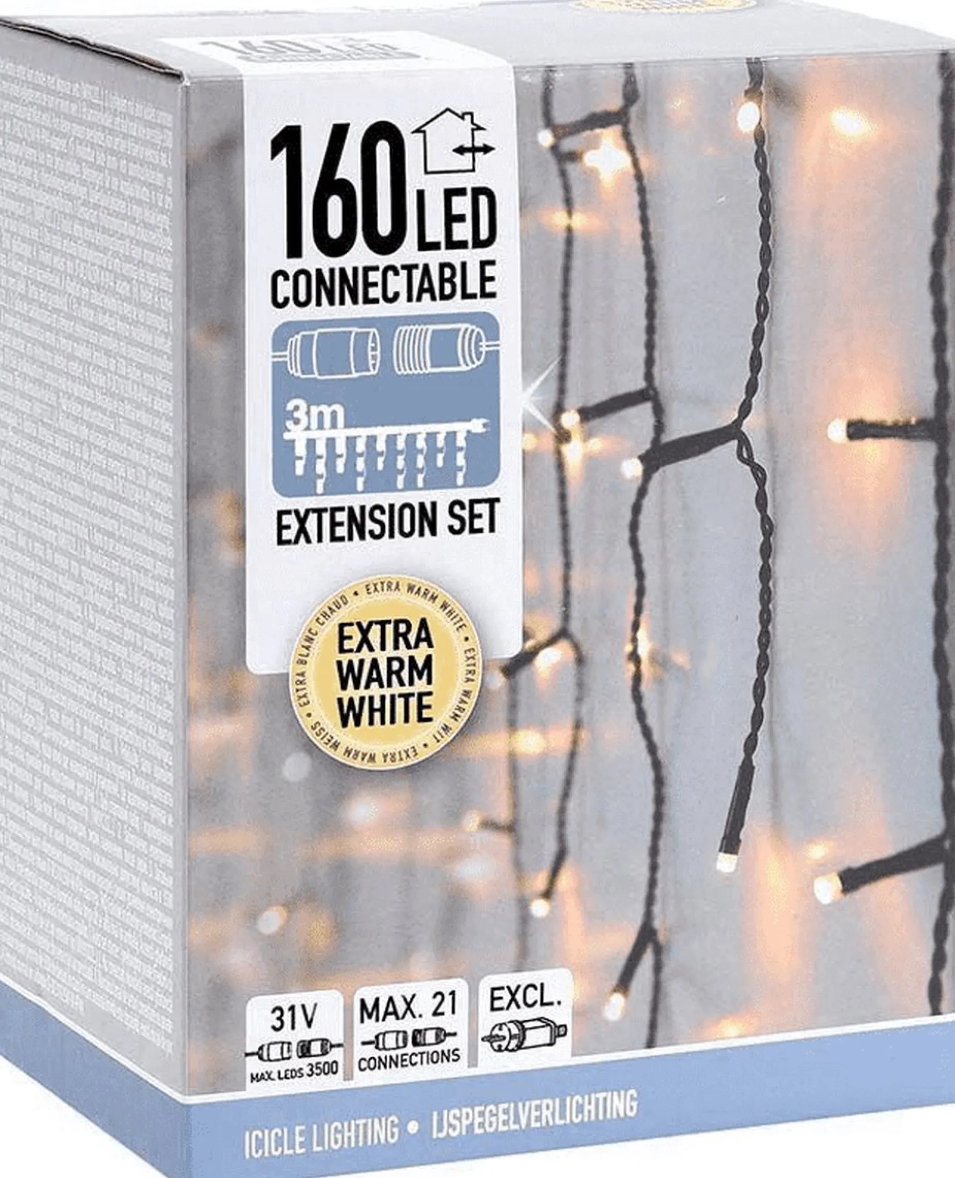 Nampook Lichtgordijnen^Koppelbare Ijspegelverlichting - 160 Led - 3M - Warm Wit Binnen/Buiten Verlichting