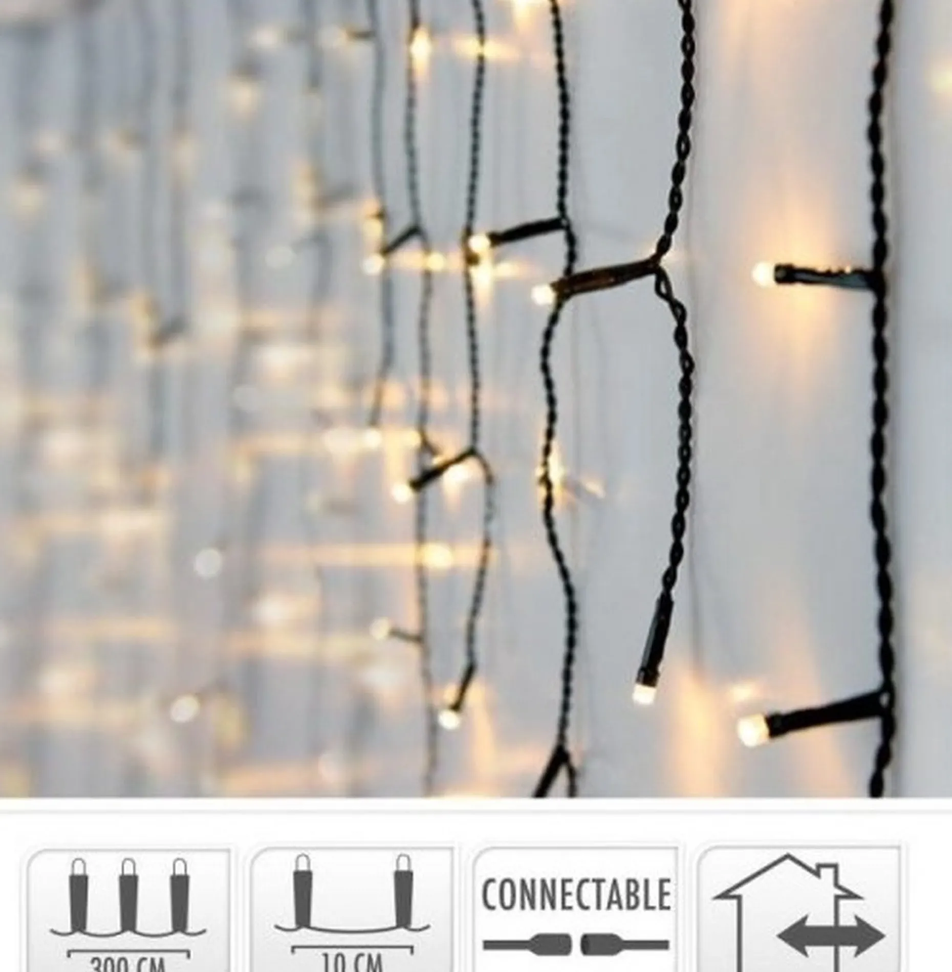 Nampook Lichtgordijnen^Koppelbare Ijspegelverlichting - 160 Led - 3M - Warm Wit Binnen/Buiten Verlichting