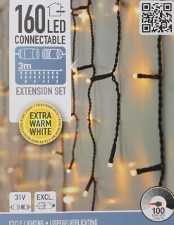 Nampook Lichtgordijnen^Koppelbare Ijspegelverlichting - 160 Led - 3M - Warm Wit Binnen/Buiten Verlichting
