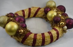 * Krans, Kerstkrans, Bordeaux/Goud, O 25 Cm 27 Cm Outlet