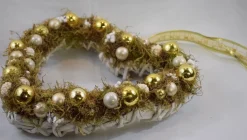 * Krans, Kerstkrans, Hart, Wit-Goud, 100% Natuurproduct, 25 X 25 Cm Online