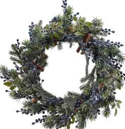 Everlands Kunstkerstbomen^Krans Pe D60Cm Groen/Blauw