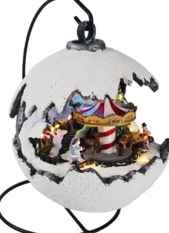 Kristmar Kerstbal Met Led Verlichting En Muziek – Kerstbal Met Draaiende Carrousel – Stevig Kerstbeeldje – L29.5Xb21.5Xh28.5 Cm – Polyresin – Led - Multicolor Best