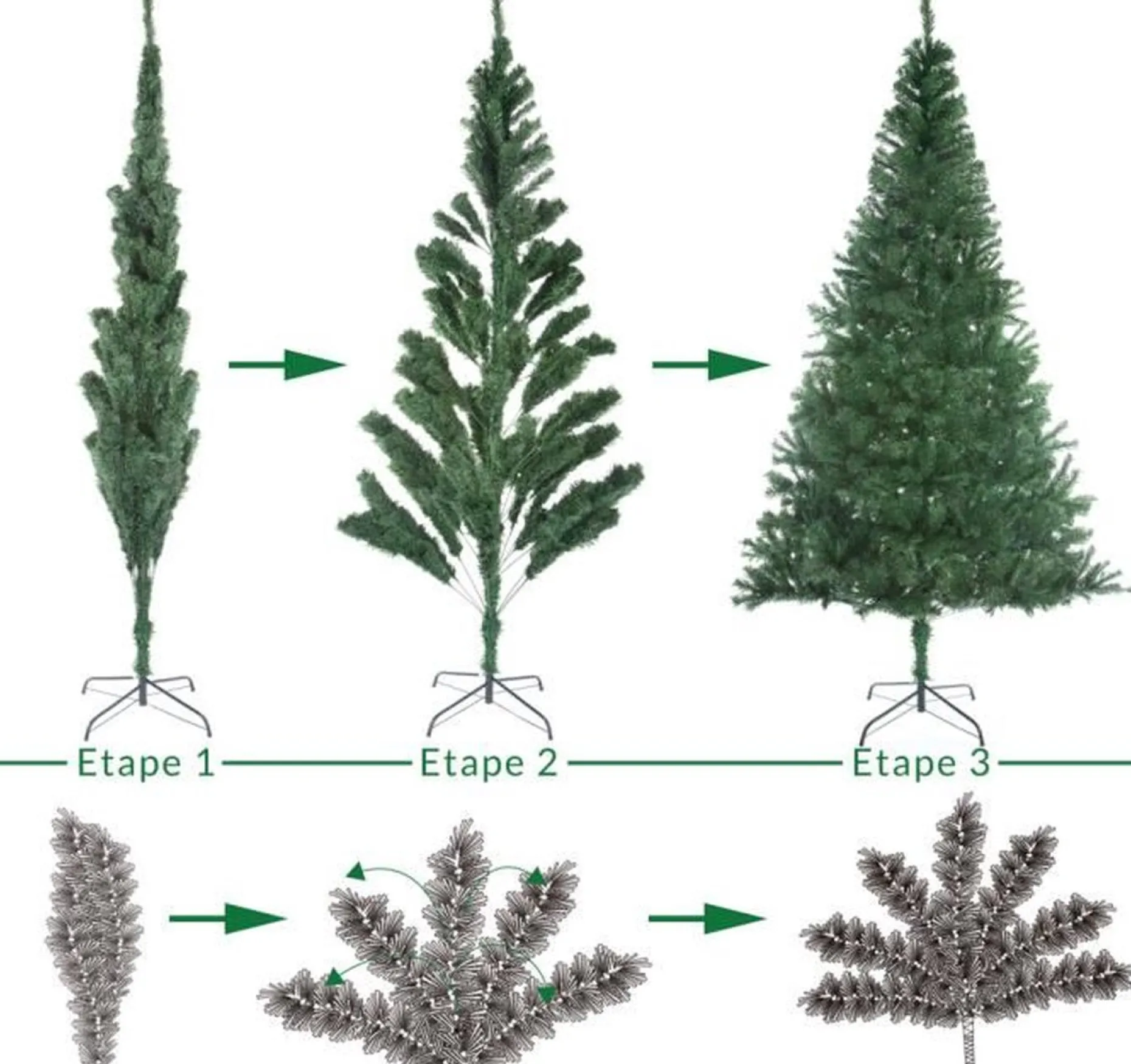Casaria Kunstkerstbomen^Kunst Kerstboom, 180 Cm, Standaard, Met Verlichting, 120 X Led