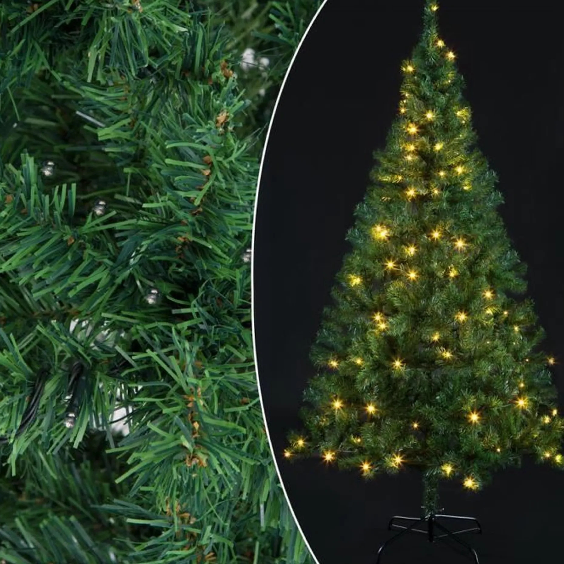 Casaria Kunstkerstbomen^Kunst Kerstboom, 180 Cm, Standaard, Met Verlichting, 120 X Led