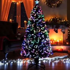 ChristmasGoodz Kunstkerstbomen^Kunstkerstboom Met Glasvezel Verlichting En Decoratie - Kerstboom - Kerst - Led - 120 Cm