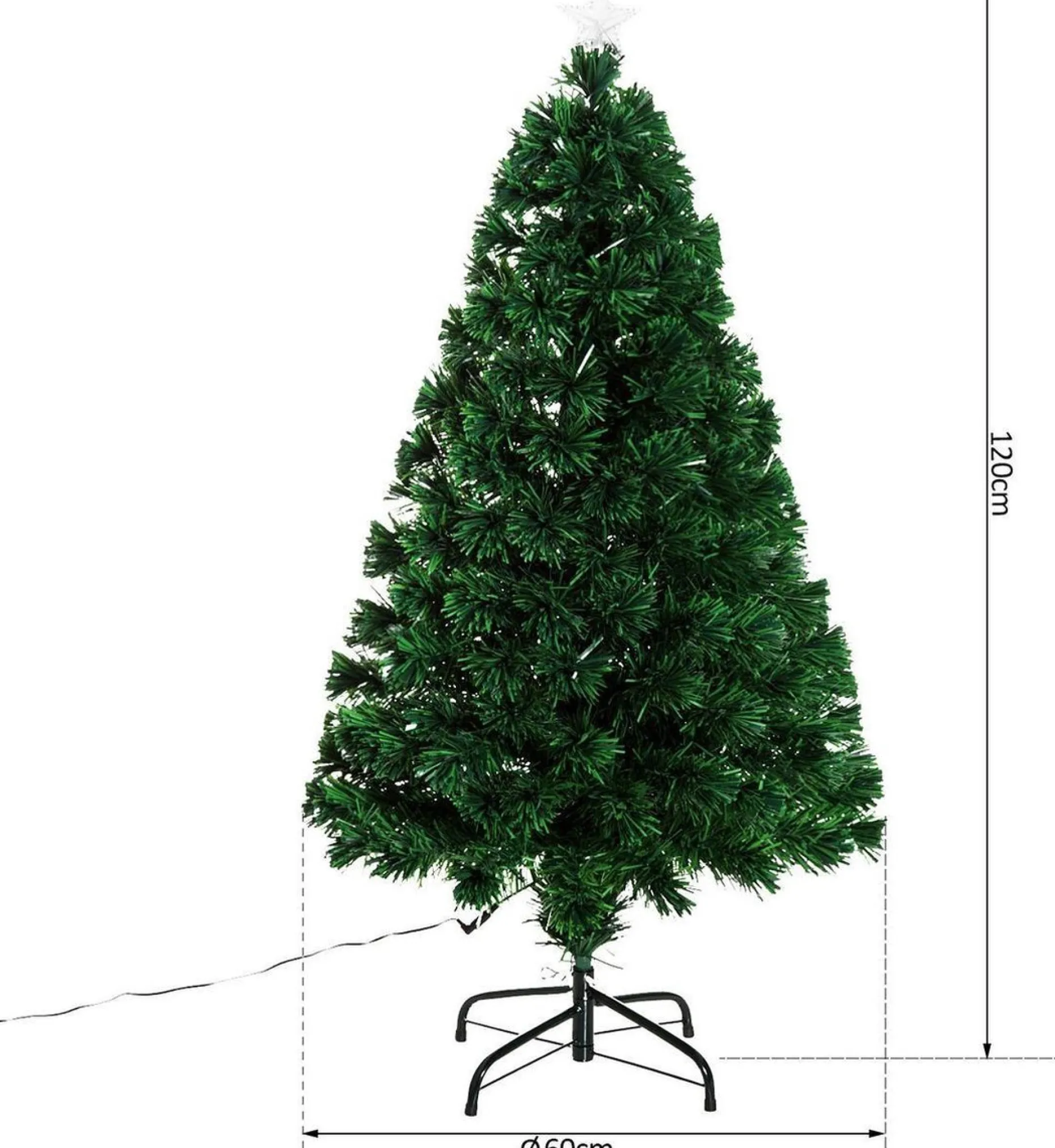 ChristmasGoodz Kunstkerstbomen^Kunstkerstboom Met Glasvezel Verlichting En Decoratie - Kerstboom - Kerst - Led - 120 Cm