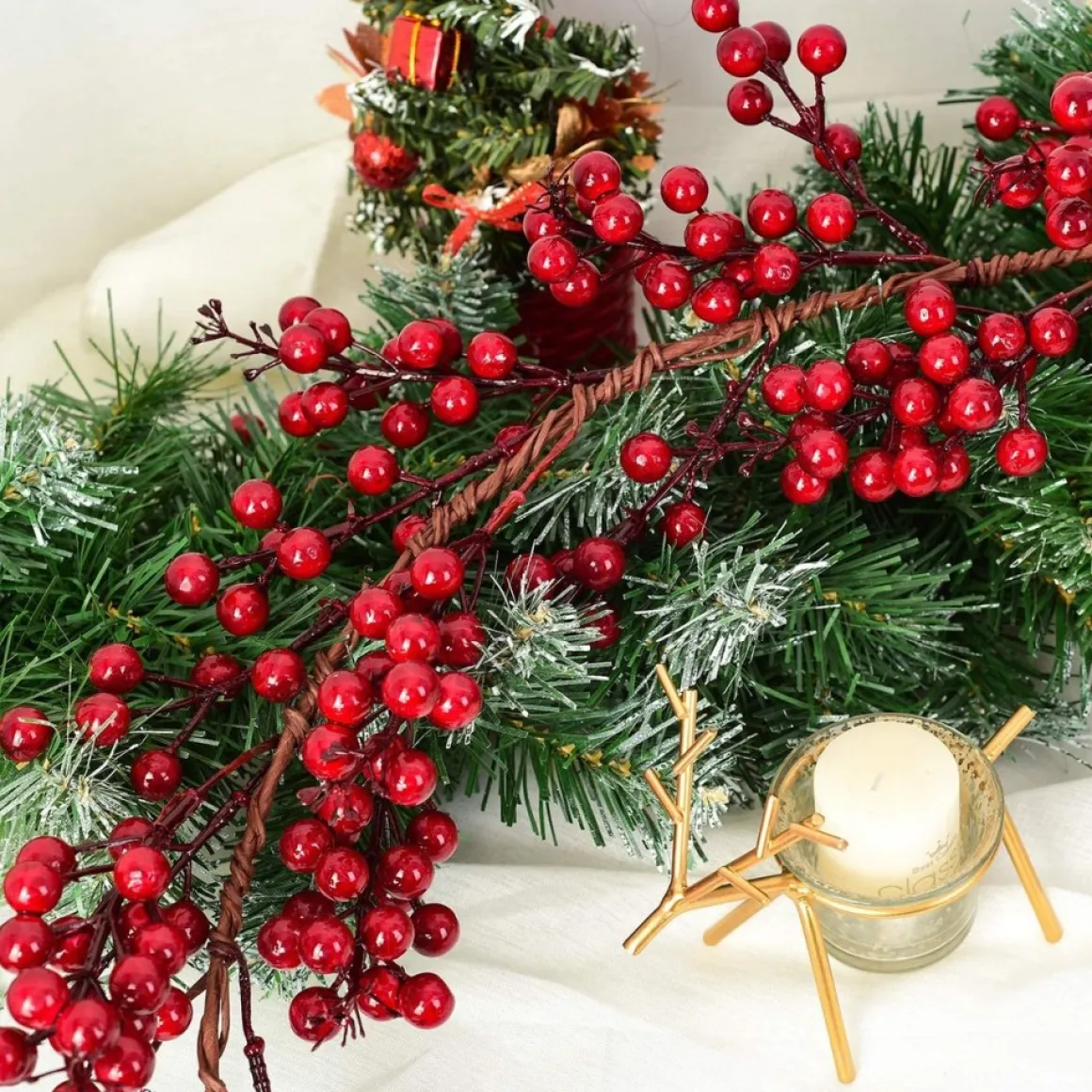 Selwo Kunstmatige Rode Bessenslinger, Bessenslinger, Bourgogne Bessen Slinger Voor Kerstdecoratie Sale