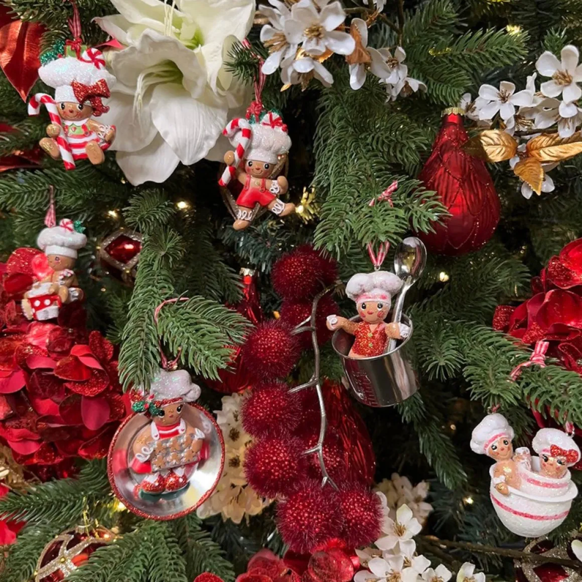 Kurt S. Adler Kerstornament - Pepermunt Swirl Gingerbread Mannetjes - Set Van 2 - Rood Bruin Wit - 9Cm Fashion