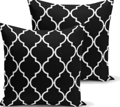 De Groen Home Kussenhoesjes X2- Velvet - Wit Ogea Patroon- 45X45 - Kussensloop - Fluweel -Aan Beide Zijden Bedrukt Zwart Flash Sale