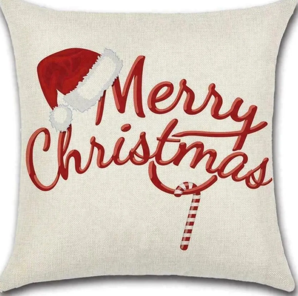 By Javy Kussenhoes Kerst - Letters Kerstmuts - Kussenhoes - Kerst - 45X45 Cm - Sierkussen - Polyester New