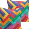 De Groen Home Kussenhoes 2 Stuks - Velvet -Gekleurde Rechthoeken - 45X45 - Fluweel Kussensloop - Aan Beide Zijden Bedrukt Kleurrijk Cheap