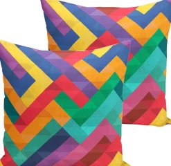 De Groen Home Kussenhoes 2 Stuks - Velvet -Gekleurde Rechthoeken - 45X45 - Fluweel Kussensloop - Aan Beide Zijden Bedrukt Kleurrijk Cheap