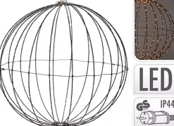 ecd-Germany Verlichte Kerstfiguren^Led Glow Ball O 60Cm Met 400 Leds Extra Warm Wit Gemaakt Van Metaal