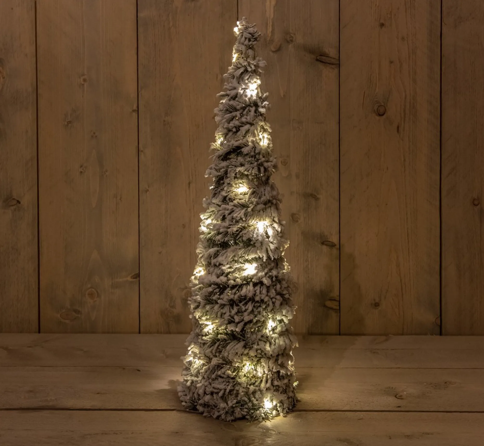 Anna's Collection Verlichte Kerstfiguren^Led Kegel Kerstbomen - 2X Stuks - Besneeuwd - 40 En 60 Cm - Kerstverlichting