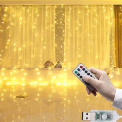 Merkloos Lichtgordijnen^Led Kerstverlichting Lichtgordijn - 3 Meter - Warm Wit - 300 Lichten