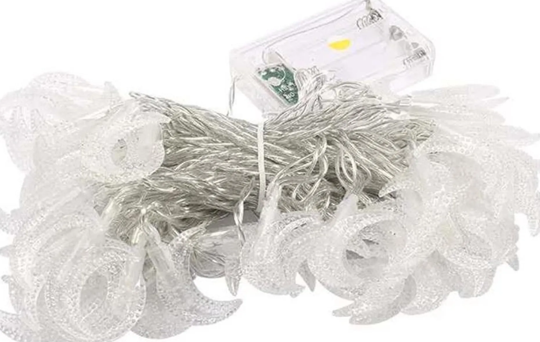 Brill-ligfut Kerstlichtsnoeren^Led Lampjes Slinger - Maantjes - 6 Meter - 40 Lichtjes - Werkt Op Batterijen - Knipperfunctie - Slaapkamer - Kerstverlichting