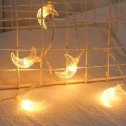 Brill-ligfut Kerstlichtsnoeren^Led Lampjes Slinger - Maantjes - 6 Meter - 40 Lichtjes - Werkt Op Batterijen - Knipperfunctie - Slaapkamer - Kerstverlichting
